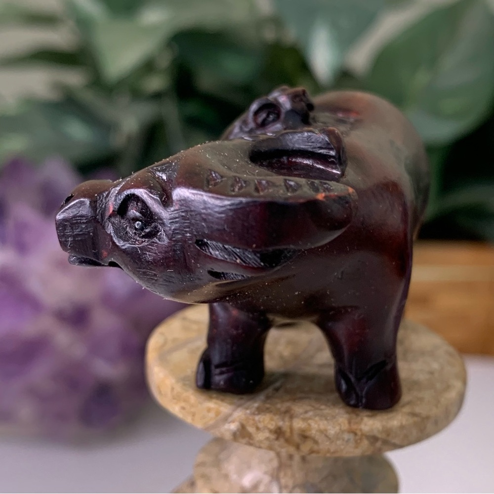 Vintage Boxwood Ox With Monkey Netsuke Hand Carved Animal Figurine Wood Carving - Picture 5 of 13